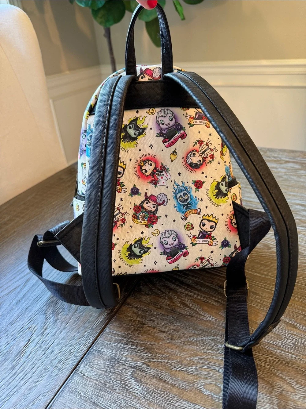 Loungefly Funko White Kids Mini Backpack with Colorful Disney Villains Art